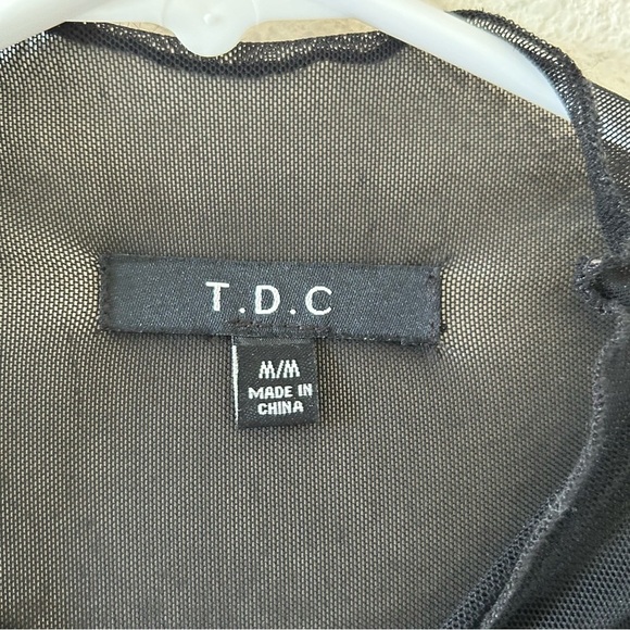 TDC Women’s Sheer Top Medium Black Mock Neck Dark Grunge Gothic Party Date Rave - Picture 6 of 10